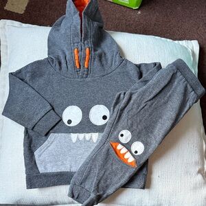 Gray Monster Hoodie and Pants Set